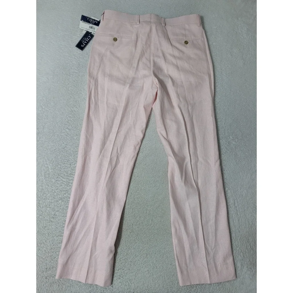 NEW! Chaps‎ Mens Pink Linen Rayon Dress Pants 32Wx30L Flat Front PAVIPIBX0001
